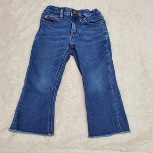 Crewcuts Blue Wash Adjustable Waist Stretch Raw Hem Denim Jean Unisex Girl Boy 4 - Picture 1 of 7