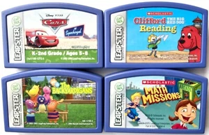 4 LEAPSTER GAMES ~ DISNEY'S CARS, CLIFFORD READING, MATH MISSIONS, BACKYARDIGANS - Picture 1 of 3