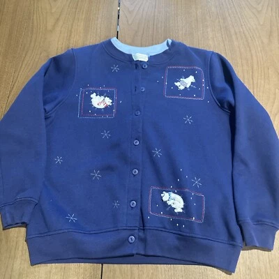 Cárdigan Shenanigans Azul S Pequeño Bordado Invierno Oso Bordado Foto 1 de 4