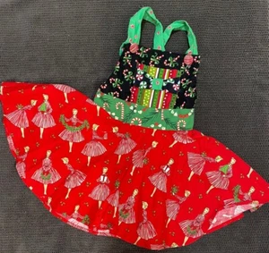 Handmade Hängerchen Kleid Pullover Weihnachten Retro 50er Zuckerstange Pfefferminz Mädchen 2T - Bild 1 von 8