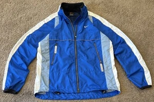 Vintage Nike Running Windbreaker Full Zip Jacket Mens Medium Blue White 90s - Picture 1 of 9