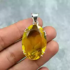Schöne Zitrone Topas Edelstein 925 Sterling Silber Handgemacht Anhänger As- 16 - Bild 1 von 5