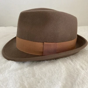 Home Prefer Cappello Uomo Lana Feltro Invernale Tesa Corta Fedora Taglia Large Marrone - Foto 1 di 11