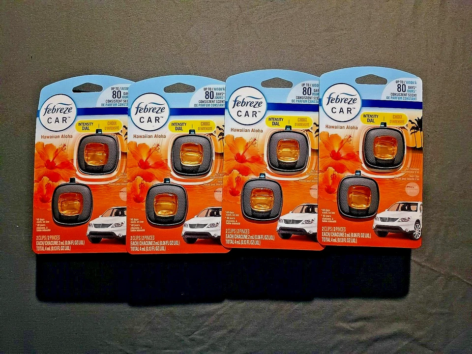 (Lot of 4) Febreze Car Air Freshener Vent Clips  Hawaiian Aloha Scent - Image 1 of 1