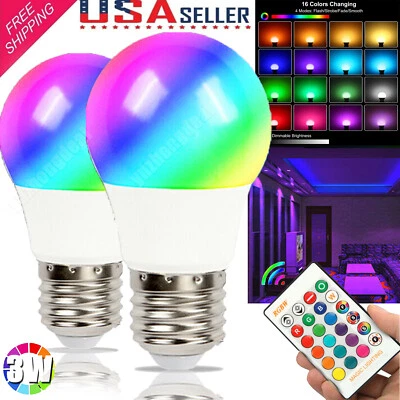 2X RGB RGBW LED Bulb Light 16 Color Changing E27 Lamp + IR Remote Controller - Image 1 of 4