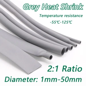 Tubo termorretráctil 1 mm/1,5 mm-50 mm cable funda termorretráctil coche gris relación 2:1 - Imagen 1 de 9