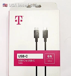 ๐บ๐ธT-Mobile Original 6 ft C to C USB Data/Charging Cable For Type C - Picture 1 of 3
