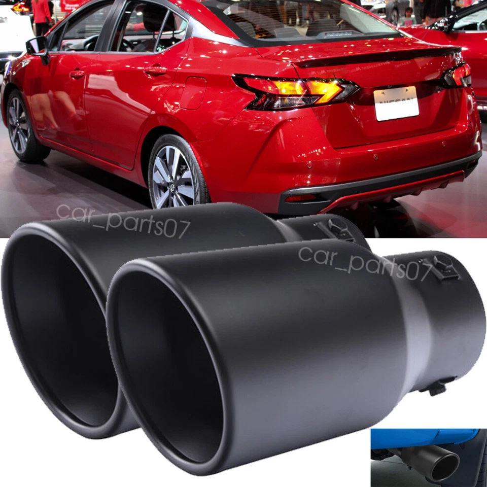 2xChrome StainlessSteel Rear ExhaustPipe Tail Muffler Tip Round For Nissan Versa - Imagem 1 de 4