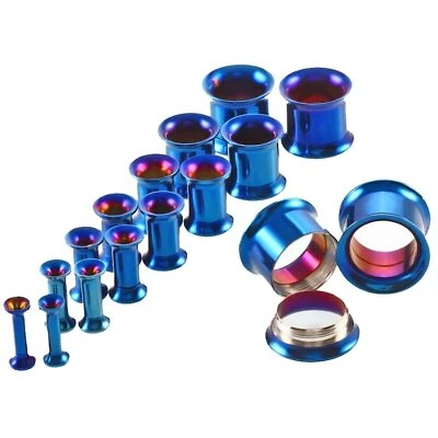 18pc Multi Size Screw Flared Flesh Tunnel Gold Surgical Steel Ear Plug Stretcher Foto 1 de 3