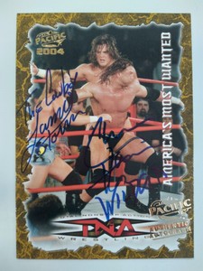 CHRIS HARRIS JAMES STORM 2004 PACIFIC TNA AMERICA'S MOST WANTED DUAL AUTO