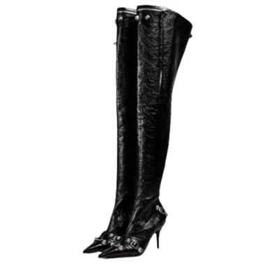 Nuevo Moda Sexy Botas de Metal con Hebilla Sobre la Rodilla Delgadas Borla Tacones de aguja Tacones altos Foto 1 de 4