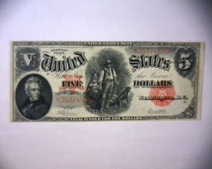 1907 $5 UNITED STATES NOTE 🌟WOOD CHOPPER 🌟PCBLIC ERROR🌟 HIGH GRADE A/U + 🌟 - Picture 1 of 12