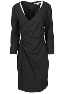DIANE VON FURSTENBERG BLACK CREPE DRESS US 12 UK 16 - Picture 1 of 4