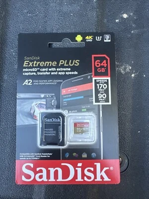 SanDisk Extreme Plus SDXC UHS-I Card 64gb speed up to 150MB/s 4K- - Image 1 of 2