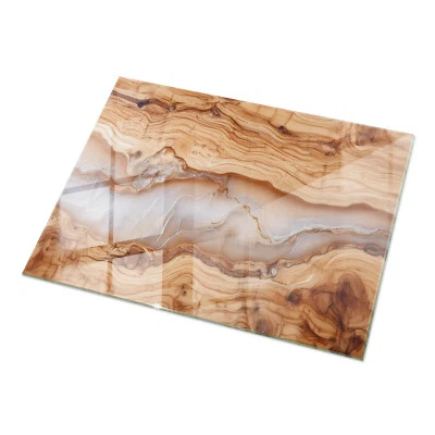 Glas Tischplatte Rechteckig Dekor Gehärtet ESG Holz im Einklang mit Harz 120x80 - Bild 1 von 4