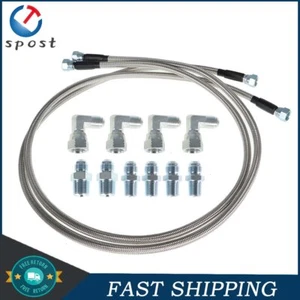 SS Braided Transmission Cooler Hose lines Fittings TH350 700R4 TH400 52" Length - Picture 1 of 8