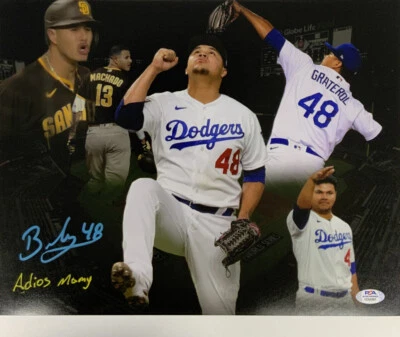 BRUSDAR GRATEROL DODGERS SIGNED 11X14 WITH MACHADO "ADIOS MANNY" PHOTO EDIT PSA - Image 1 of 3