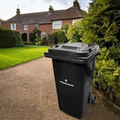 240L BLACK WHEELIE BIN OUTDOOR HOUSEHOLD COMMERCIAL INDUSTRIAL COUNCIL SIZE BINS - Image 1 of 4