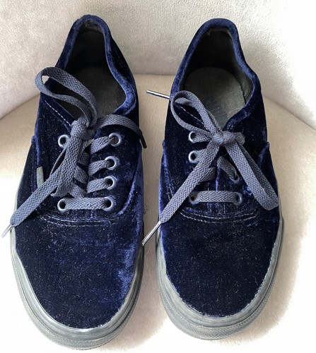 Scarpe da atletica stringate Vans blu velluto stile skateboard unisex 7 5 donna 6 uomo