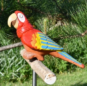 Keramik Gartenstecker Dekoration Statue Papagei Vogel H15cm Midene Handgefertigt - Bild 1 von 13