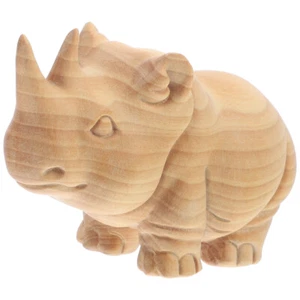 Wooden Desktop Decor Rhino Art Sculpture Rhino Collectible Figurine - Picture 1 of 12