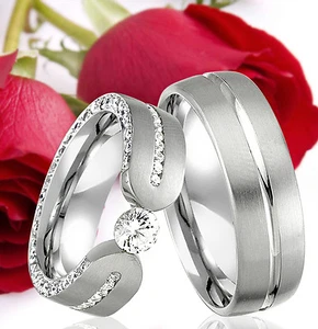 2 SILBER Partner Ringe Trauringe Eheringe Freundschaftsringe Gravur Gratis T363 - Bild 1 von 1