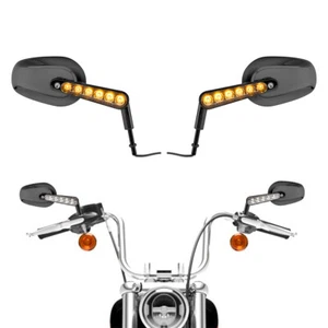 LED Light Rear View Mirrors For Harley Davidson Road King TOURING Electra Glide - Picture 1 of 11