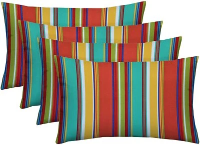 RSH Decor Indoor Outdoor, Set of 4 Lumbar Rectangle Throw Pillows, Bright Stripe - Image 1 of 4