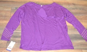 Gaiam Haven Tee w/ Metallic Graphic Long Sleeve Top Yoga T-Shirt Athletic top - Picture 1 of 4