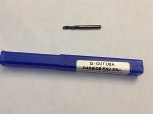 Q-Cut USA 1/8" DIAM, 2 Flöte Vollhartmetall Schaftfräser, einseitig Kugelfräser - Bild 1 von 4