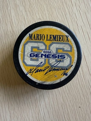 Disco de hockey promocional vintage Mario Lemieux 66 Sega Genesis oficial de la NHL Foto 1 de 3