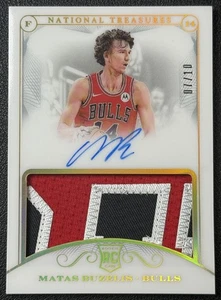 MATAS BUZELIS 2024-25 PANINI NATIONAL TREASURES RETRO ROOKIE PATCH AUTO GOLD /10 - Picture 1 of 2