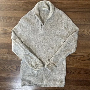 Maglione lana vintage LL Bean scialle colletto uomo M marrone beige chiusura a levetta made in USA - Foto 1 di 7