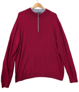 Maglione Hart Schaffner Marx uomo 3XLT rosso lana merino quarto zip manica lunga - Foto 1 di 9