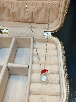 "Collar sombrero de Santa con diamantes Ross Simons 9-9,5 mm perlas cultivadas 18""" Foto 1 de 4