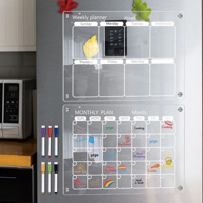 Stay Organized with the Magnetic Calendar Fridge Board Monthly and Weekly - Image 1 of 4