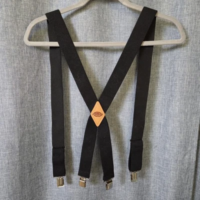 Dickies Mens Suspenders Leather X-Back Waist Clip 1.5" Adjustable Elastic Straps - Image 1 of 4