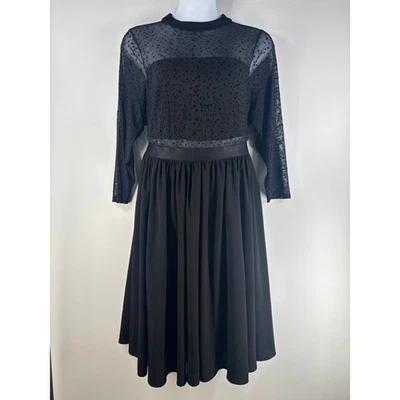 Torrid женское платье 22 черный сетки флокированный звезда насмешливый шеи Midi L/S прихотливый - Изображение 1 из 4