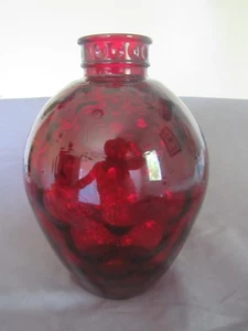 Vintage 1940's Wheaton Glass Honeycomb Optic Ruby Red vase Decanter 8" tall - Picture 1 of 5