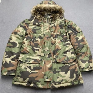 Polo Ralph Lauren Puffer Jacket Boys Large 14-16 Camo Goose Down Fur Outdoor - Picture 1 of 13