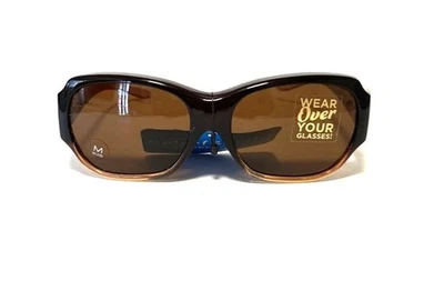 New POLARIZED Fits Over Your Glasses SOLAR SHIELD Sunglasses Clear Brown - Image 1 of 4