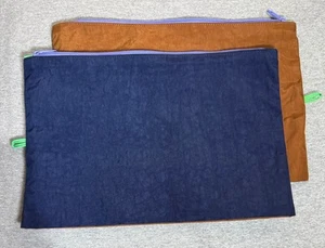 BAGGU 2 Piece Large 14"x9.5"x6" GO POUCH Set in NIGHT LIGHTS Blue + Brown NWOT - Picture 1 of 5