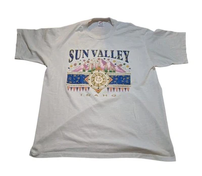 Camiseta vintage Sun Valley Idaho - Gráfico multicolor - Puntada única de Jerzees Foto 1 de 4
