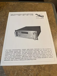 1970s BGW Systems Professional Power Amplifier 4x250 1000 1500 2x1500 Spec Sheet - Picture 1 of 5