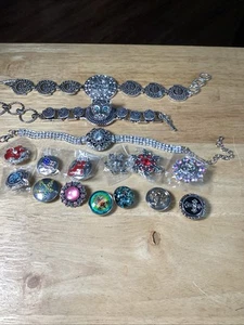 Ginger Snaps 19 Pieces 3 Adjustable Bracelets, 16 Interchangeable Charms Bling - Picture 1 of 14