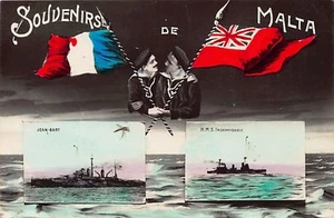 Malta - French battleship Jean-Bart - HMS Indefatigable - Publ. unknown - Picture 1 of 2