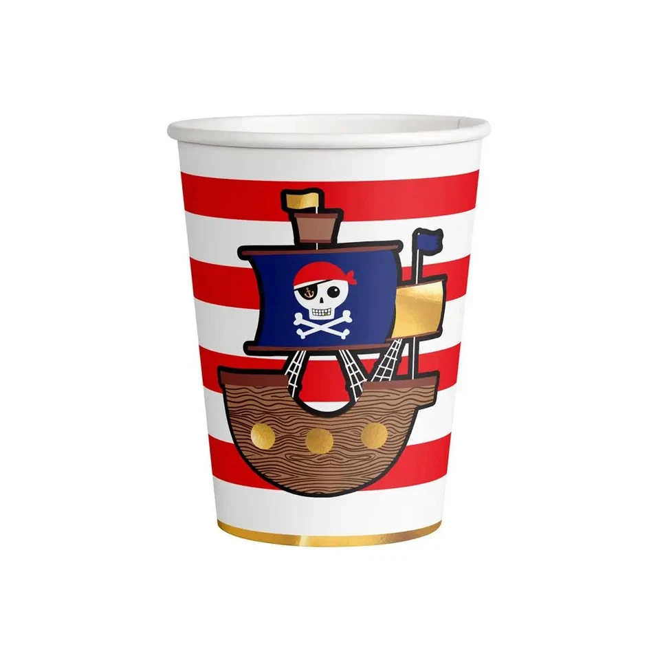 8 Becher Pirates Map Papier 250 ml - Bild 1 von 1