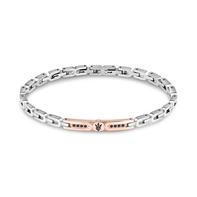 Bracciale MASERATI uomo Iconic acciaio / oro rosa / logo nero - Immagine 1 di 4