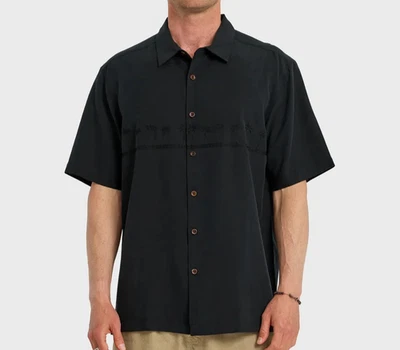 Camisa Tejida QUIKSILVER WATERMEN TAHITI PALMS S/S - Grande - Negra - Nueva con Etiquetas Foto 1 de 4