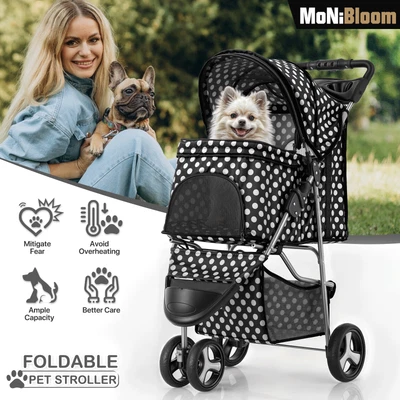 Pet Dog Stroller 3 Wheels Travel Cage Carrier w/Foldable Jogging Cart+Cup Holder - Image 1 of 4